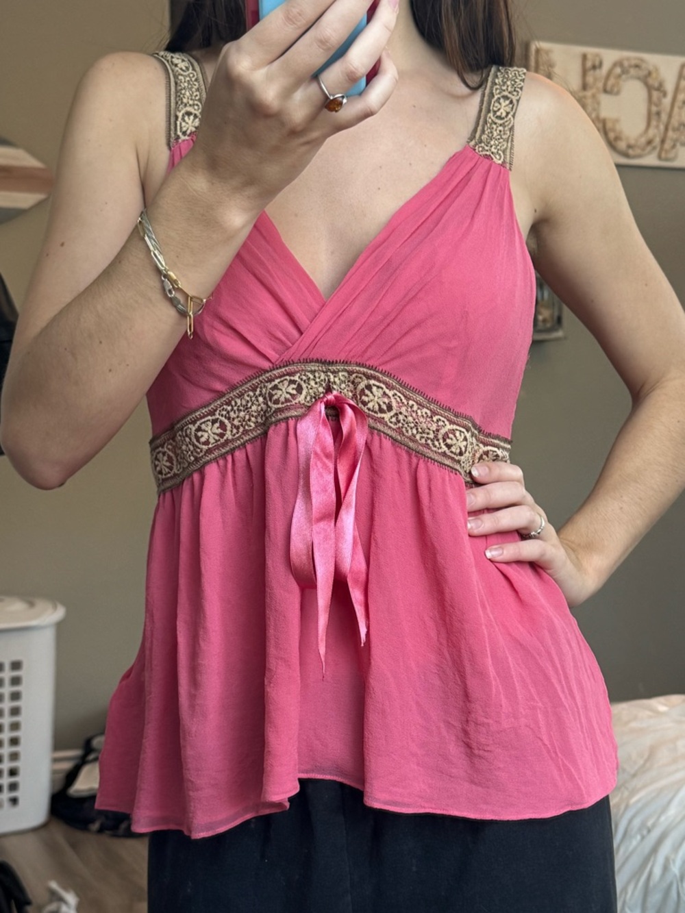 Victoria's Secret Pink Embroidered Babydoll Top